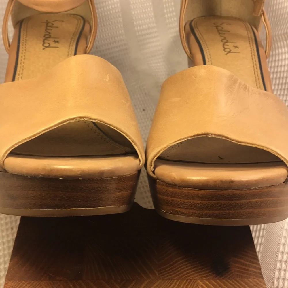 Splendid almost NEW fine leather stacked platforms
